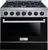 FGR366BBB22 36" All Gas Freestanding Range in Black with Black Knob Kit Set and Black Bezel Kit Set