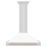 ZLINE 36 in. Autograph Edition Convertible Stainless Steel Range Hood with White Matte Shell and Champagne Bronze Accents (KB4STZ-WM36-CB) [Color: Gold Accents]