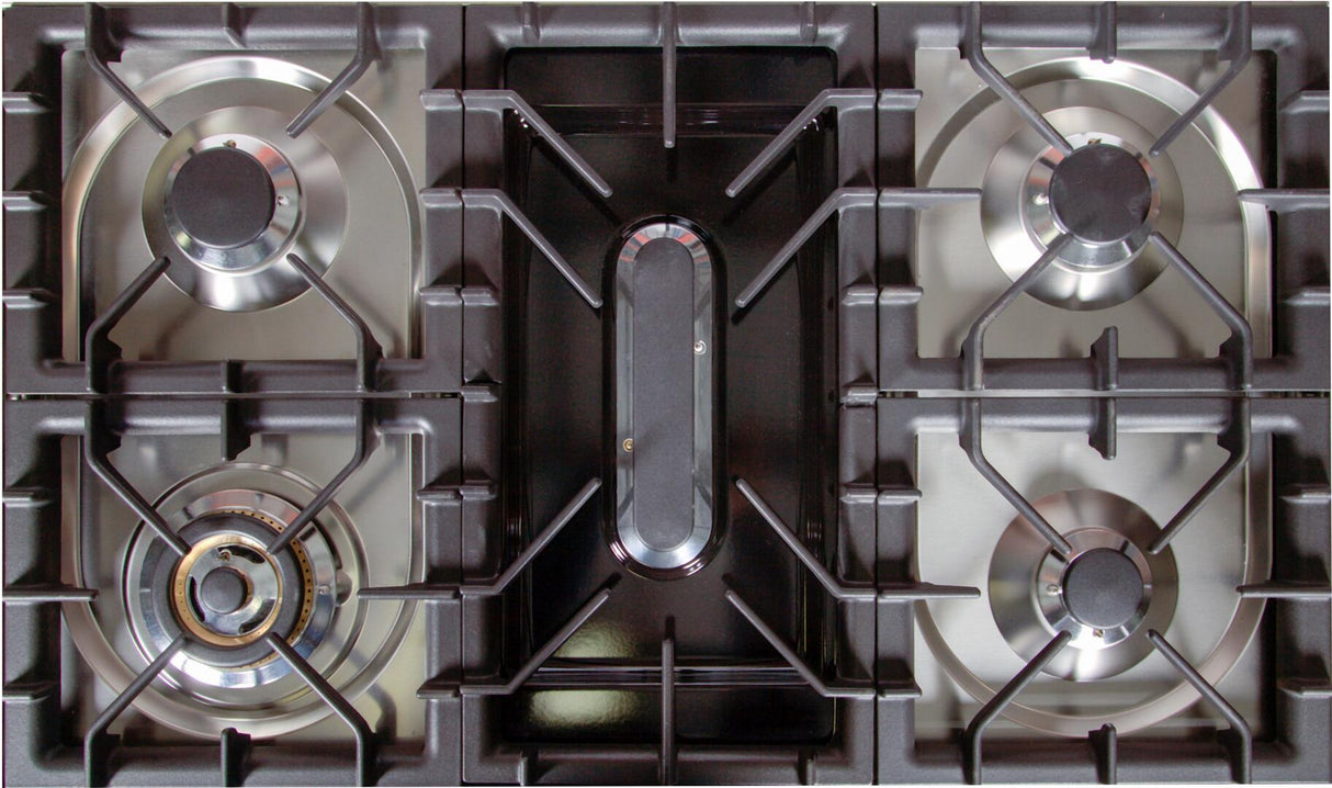 Professional Plus 36 Inch Dual Fuel Natural Gas Freestanding Range in Blue Grey with Chrome Trim