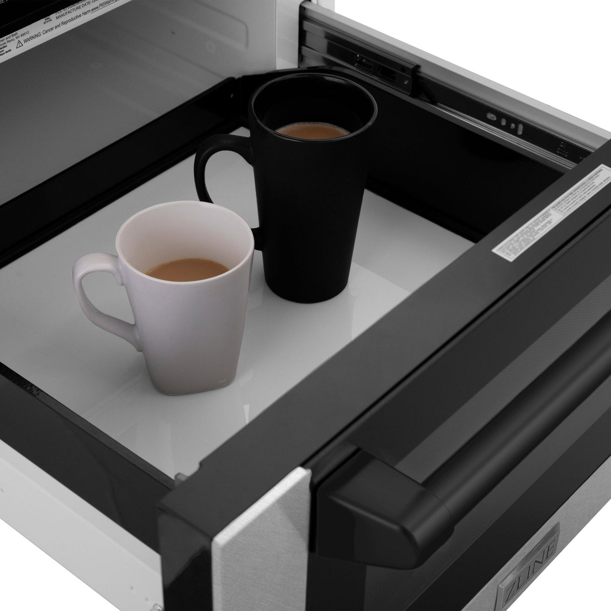 ZLINE Autograph Edition 24" 1.2 cu. ft. Built-in Microwave Drawer with a Traditional Handle in Fingerprint Resistant Stainless Steel and Matte Black Accents (MWDZ-1-H-SS-MB)