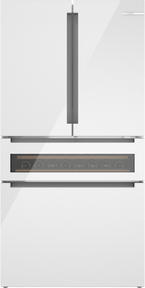 800 Series French Door Bottom Mount Refrigerator, Glass door 36" White, Total No Frost