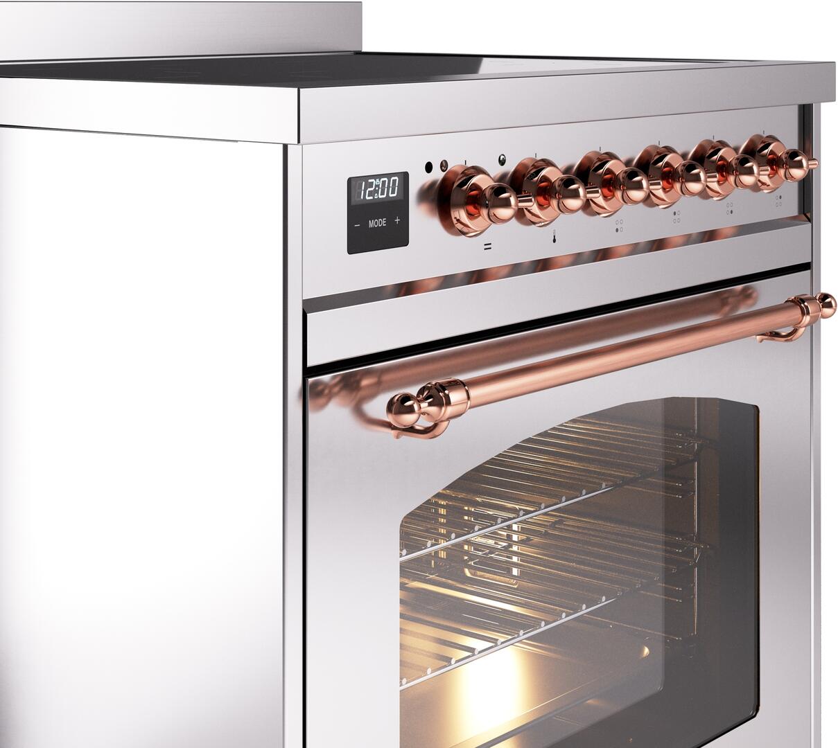 Nostalgie II 30 Inch Electric Freestanding Range in Stainless Steel with Copper Trim