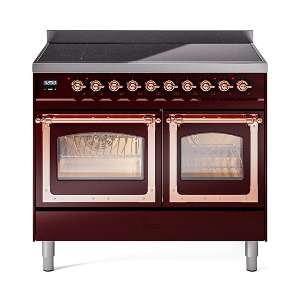 ILVE UNDI406NMPBUP Nostalgie II Noblesse 40 inch Induction Range (Triple Glass Door, Burgundy, Copper)