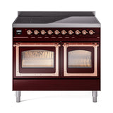 ILVE UNDI406NMPBUP Nostalgie II Noblesse 40 inch Induction Range (Triple Glass Door, Burgundy, Copper)