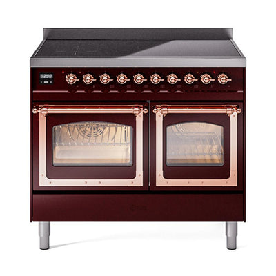 ILVE UNDI406NMPBUP Nostalgie II Noblesse 40 inch Induction Range (Triple Glass Door, Burgundy, Copper)