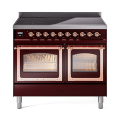 ILVE UNDI406NMPBUP Nostalgie II Noblesse 40 inch Induction Range (Triple Glass Door, Burgundy, Copper)