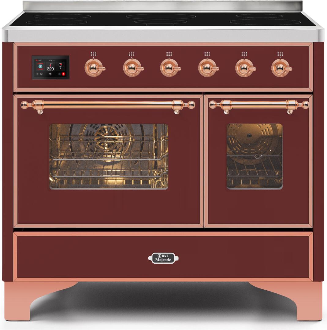 Majestic II 40 Inch Electric Freestanding Range in Burgundy with Copper Trim