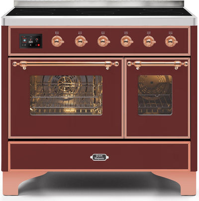 Majestic II 40 Inch Electric Freestanding Range in Burgundy with Copper Trim