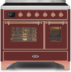 Majestic II 40 Inch Electric Freestanding Range in Burgundy with Copper Trim