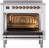 Nostalgie II 36 Inch Electric Freestanding Range in White with Bronze Trim