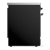 ILVE UMIB30NR3BKB Majestic III 30 inch Induction Range with 4 Elements, 4 cu. ft. Oven Capacity (Triple Glass Door, Glossy Black, Burnished)