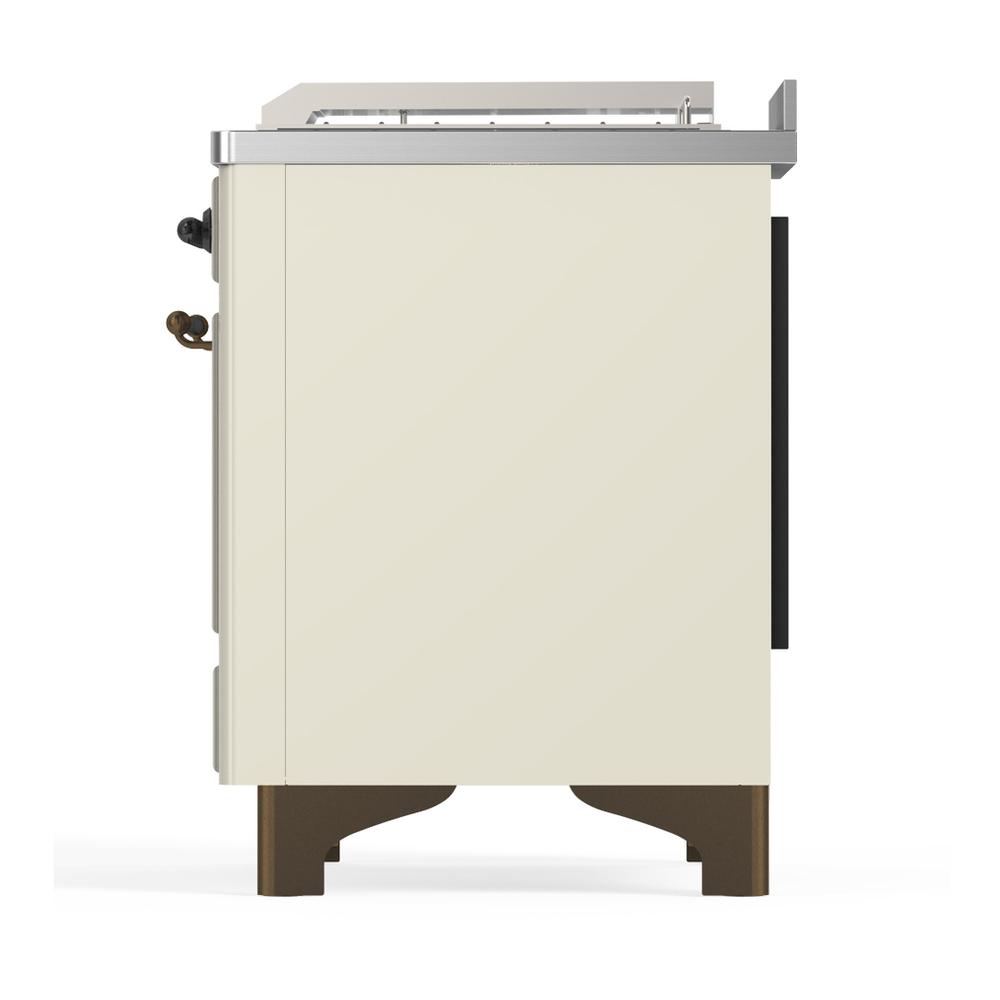 ILVE UM48FSNR3AWB Majestic III 48 inch Dual Fuel Range with 5 Black Brass Burners, Griddle and French Top, Dual Function Burner up to 25,000 BTU (Natural Gas, Triple Glass Door, Antique White, Burnished)