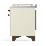 ILVE UM48FSNR3AWB Majestic III 48 inch Dual Fuel Range with 5 Black Brass Burners, Griddle and French Top, Dual Function Burner up to 25,000 BTU (Natural Gas, Triple Glass Door, Antique White, Burnished)