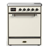 ILVE UMIB30QNR3AWB Majestic III 30 inch Induction Range with 4 Elements, 4 cu. ft. Oven Capacity (Solid Door, Antique White, Burnished)