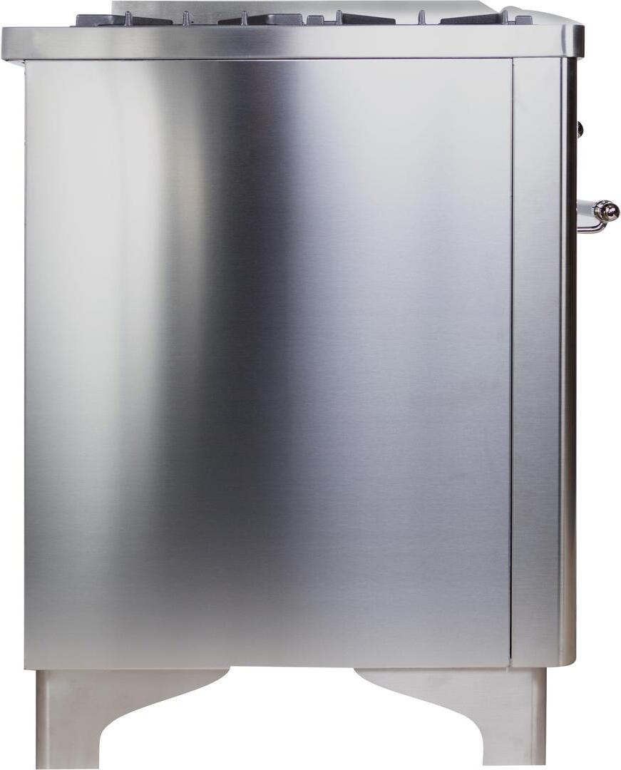 Majestic II 48 Inch Dual Fuel Natural Gas Freestanding Range in Stainless Steel with Chrome Trim