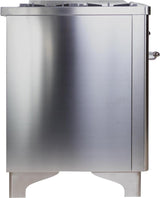 Majestic II 48 Inch Dual Fuel Natural Gas Freestanding Range in Stainless Steel with Chrome Trim