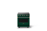 30"W. Induction Range (Finish: Ivy, Trim: Brushed Brass)