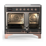 ILVE UMDIB40NR3MGP Majestic III 40 inch Induction Range with 6 Elements, 3.82 cu. ft. Total Oven Capacity (Triple Glass Door, Graphite Matte, Copper)