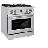 ZLINE 30 in. 4.2 cu. ft. Select Dual Fuel Range with 4 Burner Gas Cooktop and Electric Convection Oven in DuraSnow' Stainless Steel (HDRS-30)