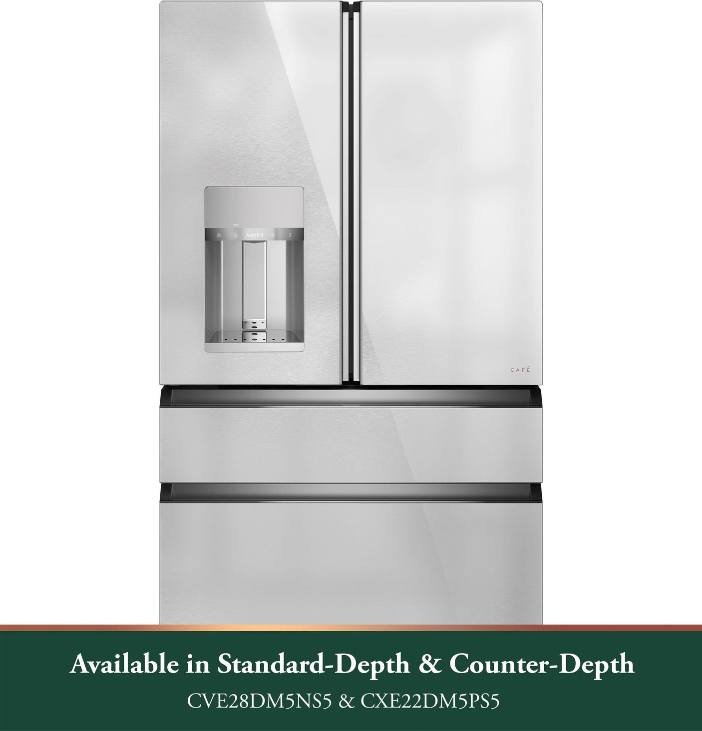 Café™ ENERGY STAR® 22.3 Cu. Ft. Smart Counter-Depth 4-Door French-Door Refrigerator in Platinum Glass