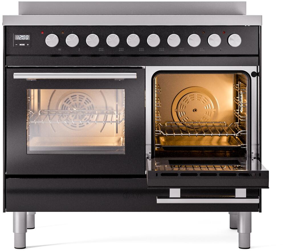 Professional Plus II 40 Inch Electric Freestanding Range in Glossy Black with Trim