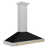 ZLINE 48 in. Autograph Edition Convertible Fingerprint Resistant DuraSnow' Stainless Steel Range Hood with Black Matte Shell and Champagne Bronze Handle (KB4SNZ-BLM48-CB)