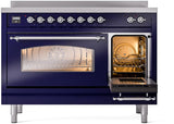 Nostalgie II 48 Inch Electric Freestanding Range in Blue with Chrome Trim