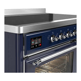 ILVE UMIB48NR3MBC Majestic III 48 inch Induction Range with 6 Elements, 5.02 cu. ft. Total Oven Capacity (Triple Glass Door, Midnight Blue, Chrome)