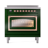 ILVE UNI366NMPEGP Nostalgie II Noblesse 36 inch Induction Range (Triple Glass Door, Emerald Green, Copper)