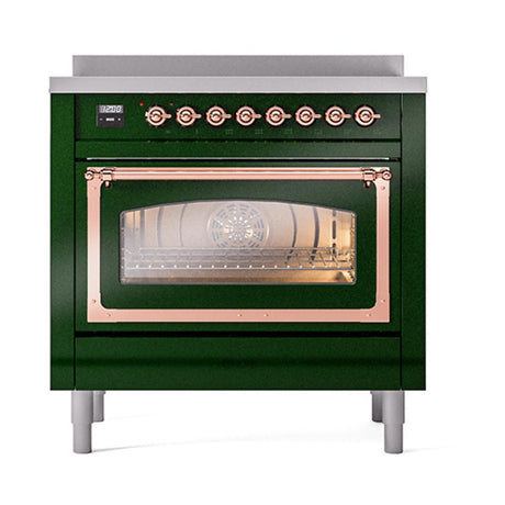 ILVE UNI366NMPEGP Nostalgie II Noblesse 36 inch Induction Range (Triple Glass Door, Emerald Green, Copper)