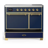 ILVE UMDIB40QNR3MBG Majestic III 40 inch Induction Range with 6 Elements, 3.82 cu. ft. Total Oven Capacity (Solid Door, Midnight Blue, Brass)
