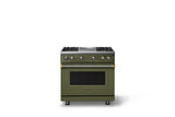 36"W. Sealed Burner Gas Range (Burner: 4g, Finish: Martini, Trim: Brushed Brass, Fuel: Propane)