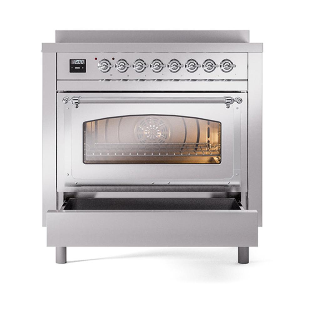 ILVE UNI366NMPSSC Nostalgie II Noblesse 36 inch Induction Range (Triple Glass Door, Stainless Steel, Chrome)