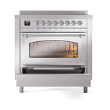 ILVE UNI366NMPSSC Nostalgie II Noblesse 36 inch Induction Range (Triple Glass Door, Stainless Steel, Chrome)
