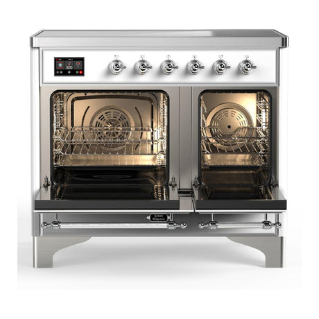 ILVE UMDIB40QNR3WHC Majestic III 40 inch Induction Range with 6 Elements, 3.82 cu. ft. Total Oven Capacity (Solid Door, White, Chrome)