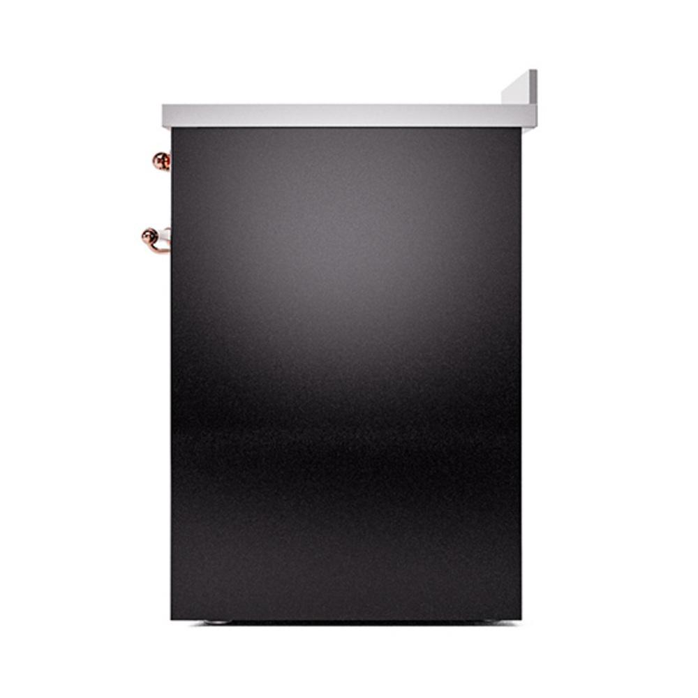 ILVE UNI304QNMPBKP Nostalgie II Noblesse 30 inch Induction Range (Solid Door, Glossy Black, Copper)