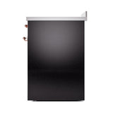 ILVE UNI304QNMPBKP Nostalgie II Noblesse 30 inch Induction Range (Solid Door, Glossy Black, Copper)