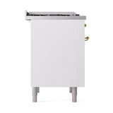 ILVE UN36FQNMPWHG Nostalgie II Noblesse 36 inch Dual Fuel Range (Natural Gas, Solid Door, White, Brass)