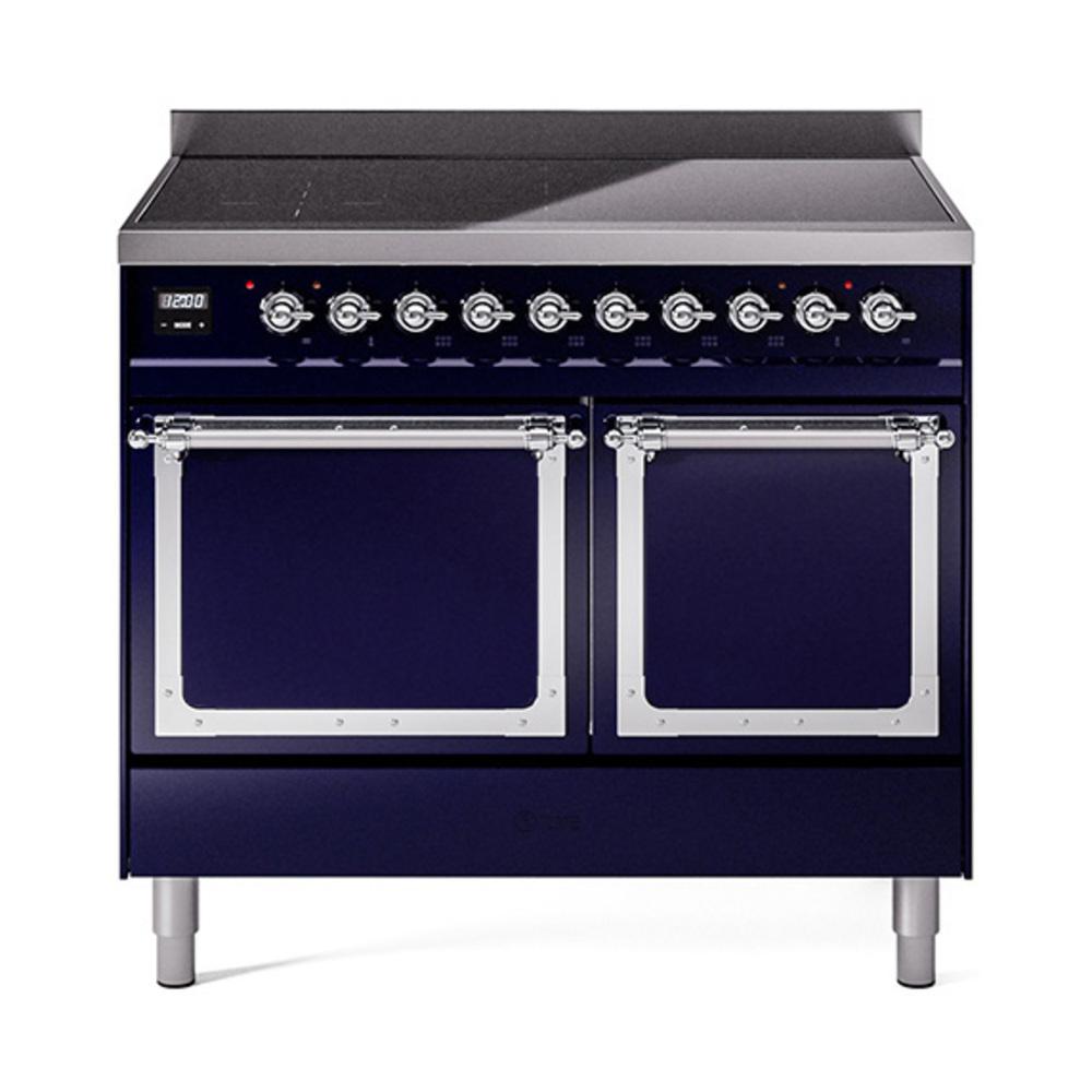 ILVE UNDI406QNMPMBC Nostalgie II Noblesse 40 inch Induction Range (Solid Door, Midnight Blue, Chrome)