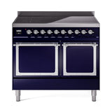 ILVE UNDI406QNMPMBC Nostalgie II Noblesse 40 inch Induction Range (Solid Door, Midnight Blue, Chrome)
