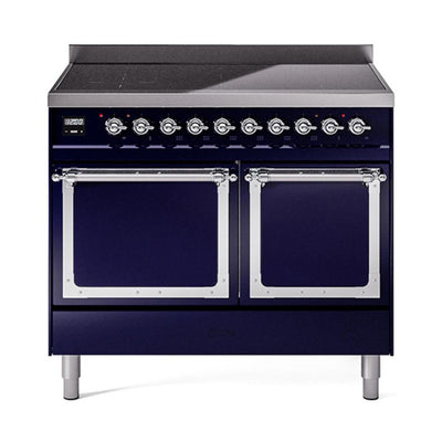 ILVE UNDI406QNMPMBC Nostalgie II Noblesse 40 inch Induction Range (Solid Door, Midnight Blue, Chrome)