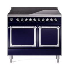 ILVE UNDI406QNMPMBC Nostalgie II Noblesse 40 inch Induction Range (Solid Door, Midnight Blue, Chrome)