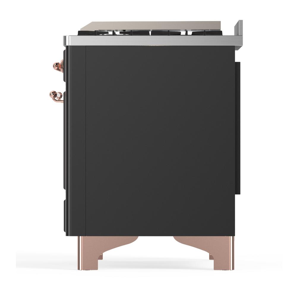 ILVE UM60FQNR3MGPLP Majestic III 60 inch Dual Fuel Range with 9 Burners and Griddle, Dual Function Burner up to 25,000 BTU (Liquid Propane, Solid Door, Graphite Matte, Copper)