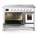 ILVE UMIB48NR3WHC Majestic III 48 inch Induction Range with 6 Elements, 5.02 cu. ft. Total Oven Capacity (Triple Glass Door, White, Chrome)