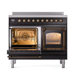 ILVE UNDI406NMPBKB Nostalgie II Noblesse 40 inch Induction Range (Triple Glass Door, Glossy Black, Burnished)