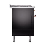 ILVE UN60FSQNMPBKPLP Nostalgie II Noblesse 60 inch Dual Fuel Range (7 Sealed Burners + Griddle + French Top, Liquid Propane, Solid Door, Glossy Black, Copper)