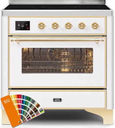 Majestic II 36 Inch Electric Freestanding Range in Custom RAL Color with Brass Trim