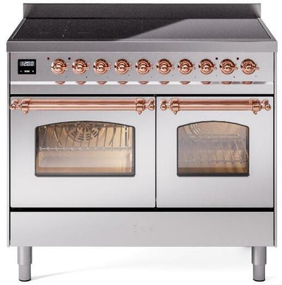 Nostalgie II 40 Inch Electric Freestanding Range in Stainless Steel with Copper Trim