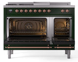 Nostalgie II 48 Inch Dual Fuel Natural Gas Freestanding Range in Emerald Green with Copper Trim
