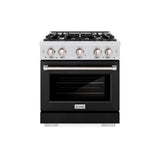 ZLINE 30 in. 4.2 cu. ft. Select Dual Fuel Range with 4 Burner Gas Cooktop and Electric Convection Oven in DuraSnow' Stainless Steel with Black Matte Door (HDRS-BLM-30)